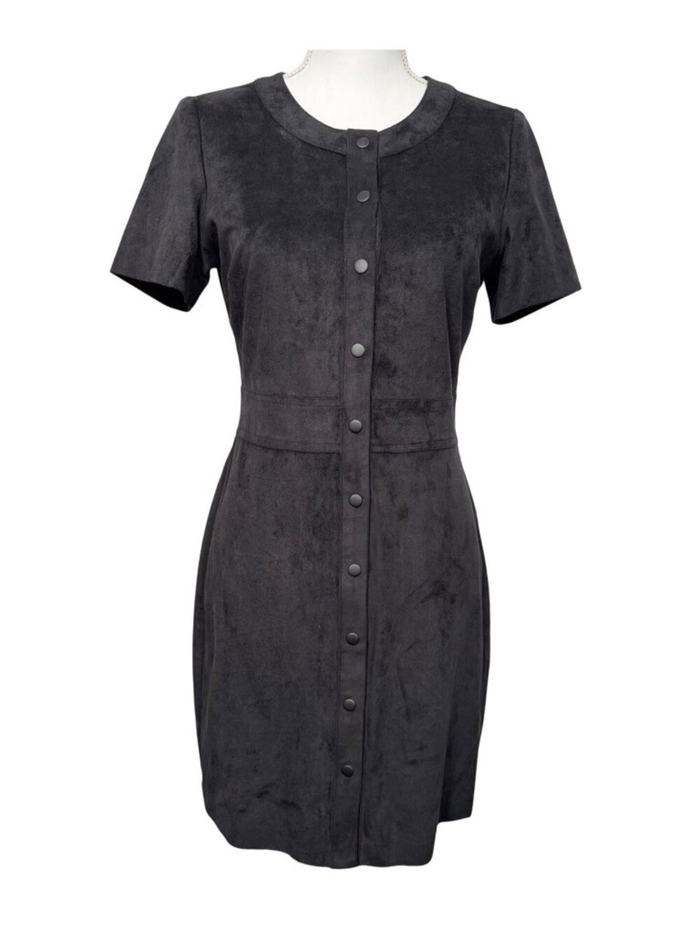 Kenneth Cole Black Faux Suede Short-Sleeve New York Dress 0 Soft Cocktail
